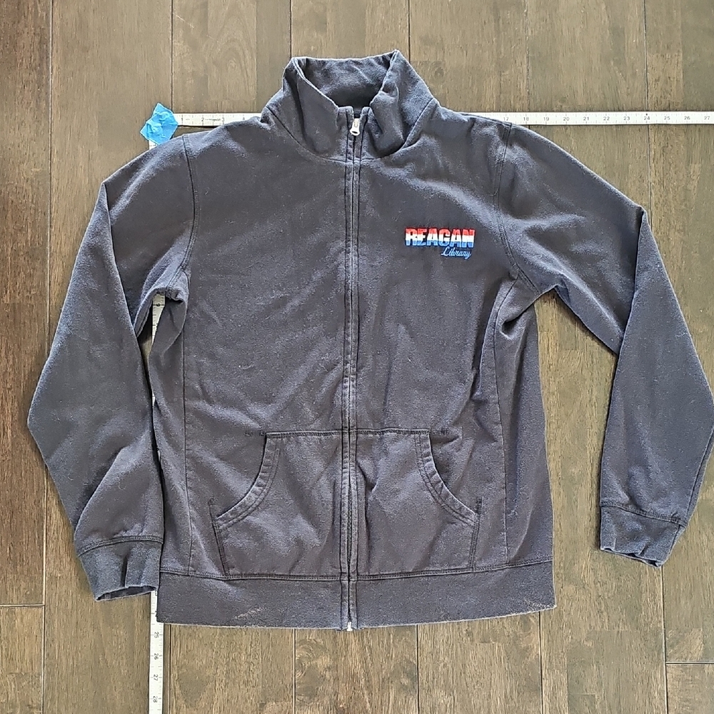 Gray/charcoal Zip-Up Jacket with Embroidered Logo - Reagan Library